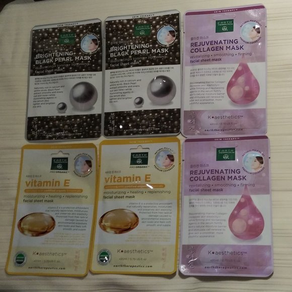Bundle Facial Masks 6 Black Pearl Mask, Vitamin E - Picture 1 of 3